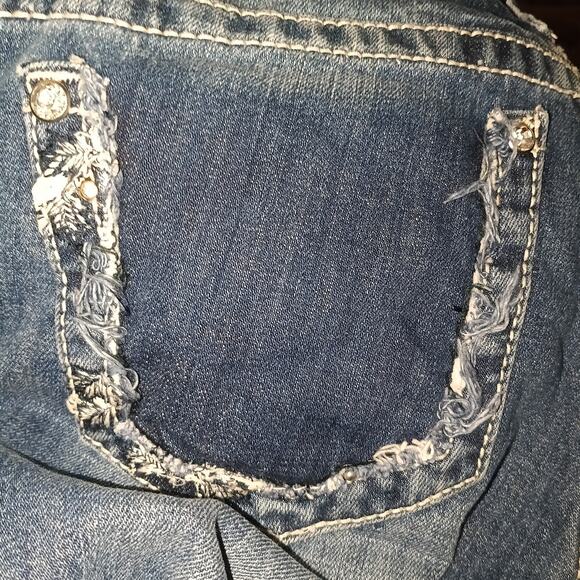 Miss Me Vintage Y2K Blue Stretch Denim Rhinestone Detailed Bootcut Jeans 27 - Picture 10 of 13